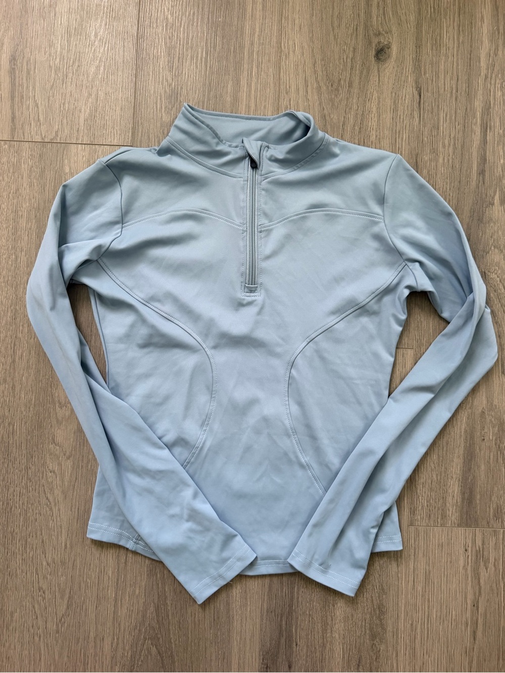 Lomon Light Blue Long-Sleeve Half-Zip Active Top